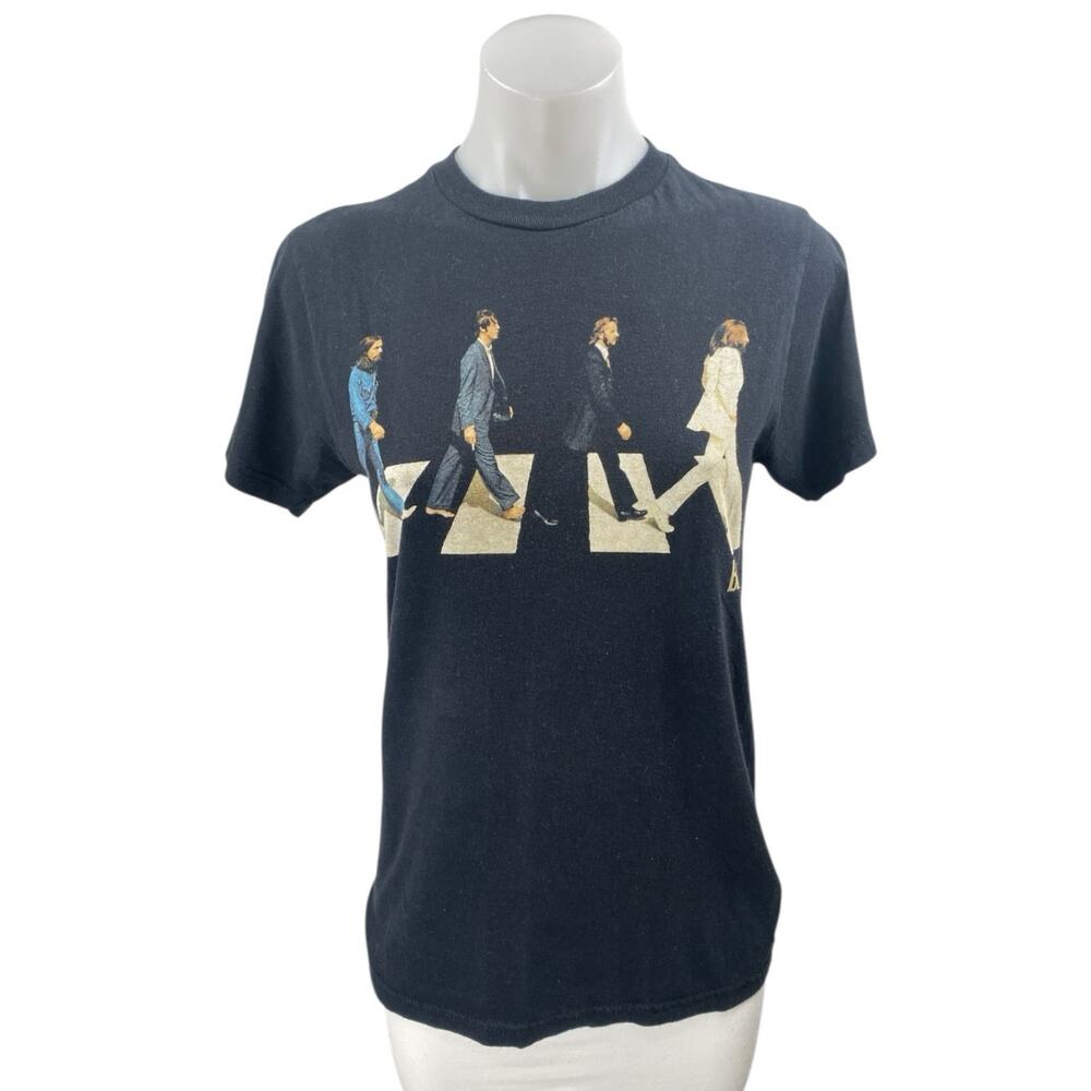 Vintage The Beatles Abbey Road Black Short Sleeve Graphic Tee T-shirt Top Size S